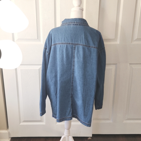 BLAIR WOMENS DENIM BUTTON DOWN SHIRT SIZE XL CAT EMBROIDERED - Picture 6 of 11